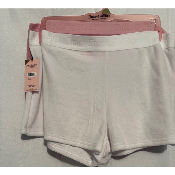Women's Juicy Couture loungewear Shorts 2PK Size L Pink /White NEW NWT - Picture 3 of 6